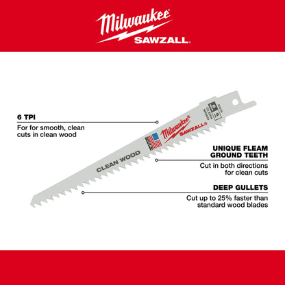 9" 6 TPI Fleam Ground SAWZALL Lame - 10 Pack
