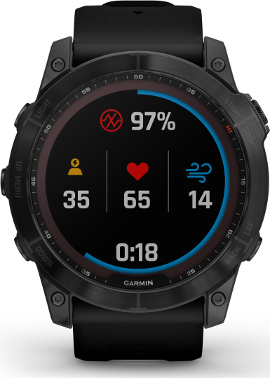 Garmin Fenix 7X Sapphire Solar Larger Sized Adventure Smartwatch - Black DLC Titanium with Black Band