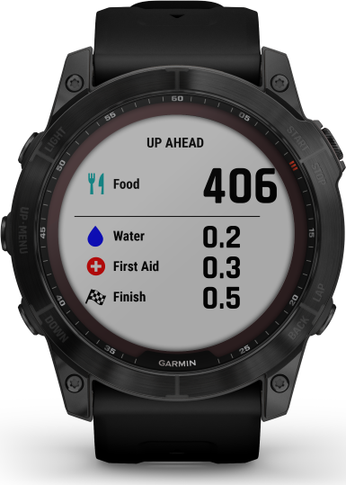 Garmin Fenix 7X Sapphire Solar Larger Sized Adventure Smartwatch - Black DLC Titanium with Black Band
