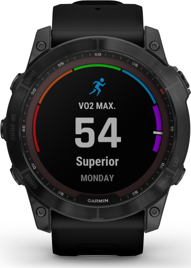 Garmin Fenix 7X Sapphire Solar Larger Sized Adventure Smartwatch - Black DLC Titanium with Black Band