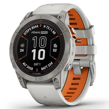 Garmin Fēnix 7 Pro Sapphire Solar Multisport GPS Smartwatch - Fog Gray/Ember Orange