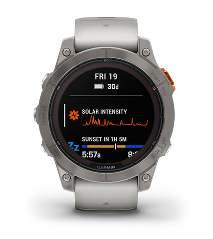Garmin Fēnix 7 Pro Sapphire Solar Multisport GPS Smartwatch - Fog Gray/Ember Orange