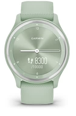 Garmin Vívomove Sport - Cool Mint Case & Silicone Band with Silver Accents