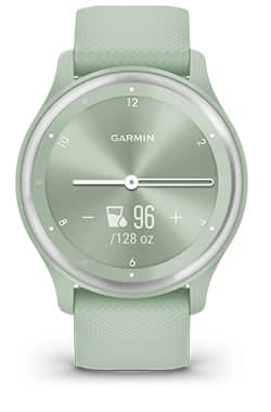 Garmin Vívomove Sport - Cool Mint Case & Silicone Band with Silver Accents
