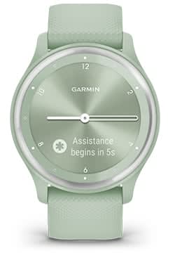 Garmin Vívomove Sport - Cool Mint Case & Silicone Band with Silver Accents