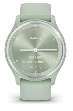 Garmin Vívomove Sport - Cool Mint Case & Silicone Band with Silver Accents