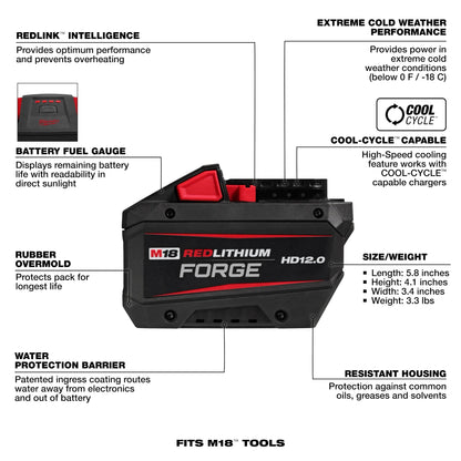 Milwaukee M18 Redlithium Forge HD12.0 Battery Pack