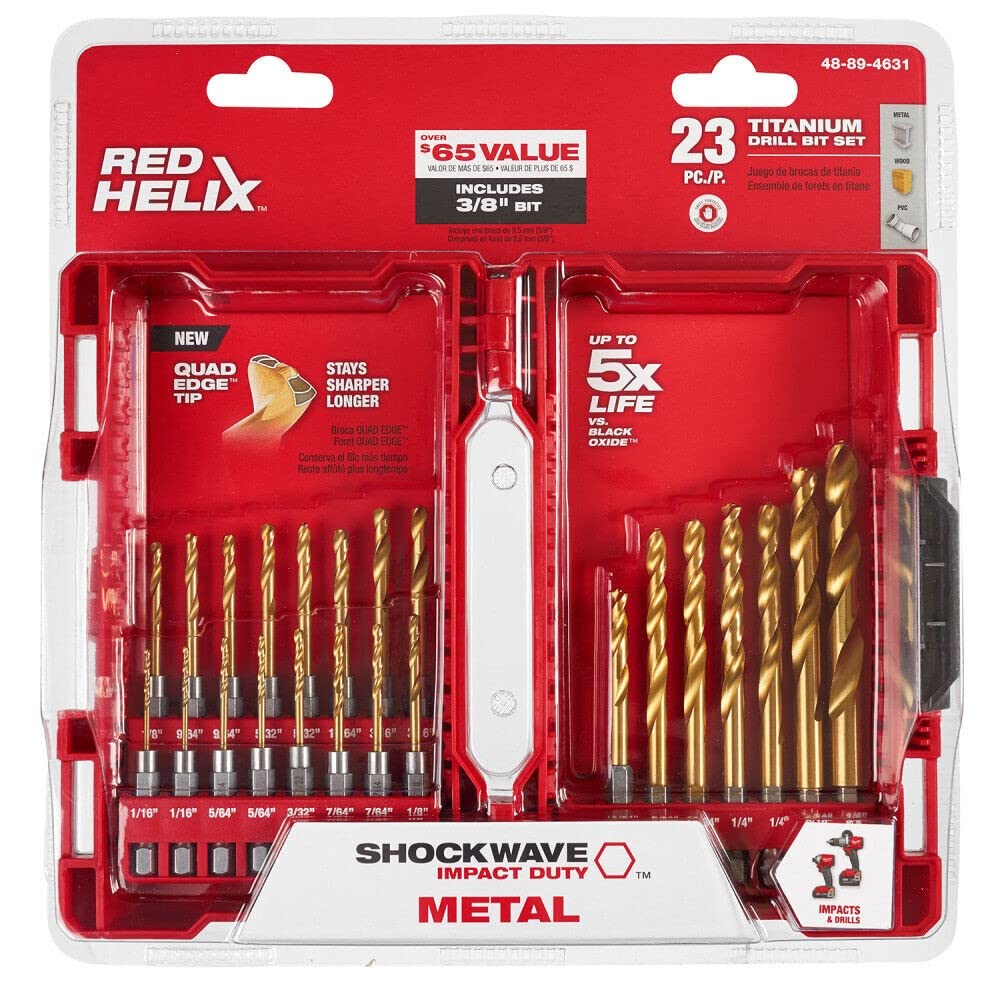 Milwaukee Tool Shockwave Impact Duty Titanium Drill Bit Set - 23 Pc