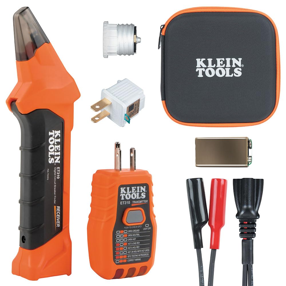 Klein Tools AC Circuit Breaker Finder Kit with Electric Tester Leads Adapters in a Case