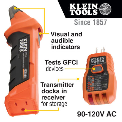 Klein Tools AC Circuit Breaker Finder Kit with Electric Tester Leads Adapters in a Case