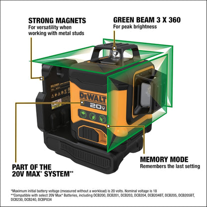 Dewalt 20V Max Laser Level - Bare Tool Only - Green