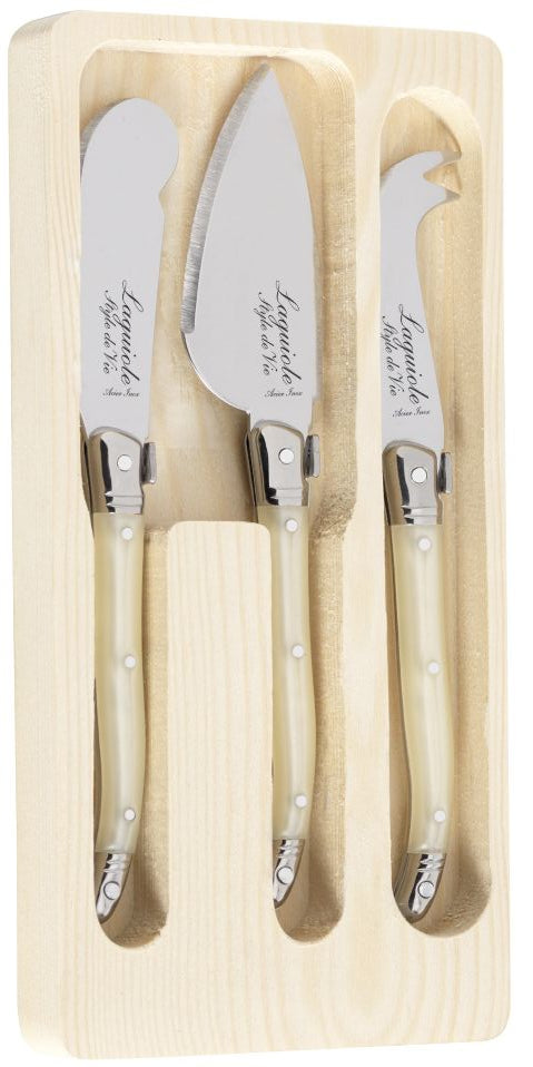 Laguiole Premium Collection Cheese Knives Set of 3 -Pearl