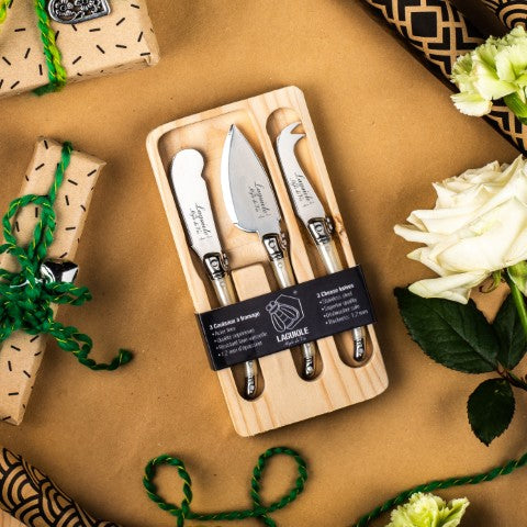 Laguiole Premium Collection Cheese Knives Set of 3 -Pearl