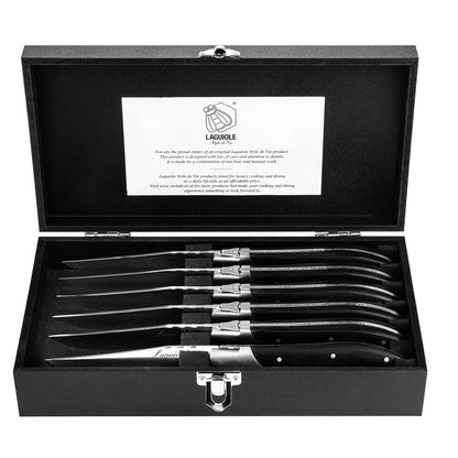 Laguiole Luxury Line Steak Knives Set of 6 - Black