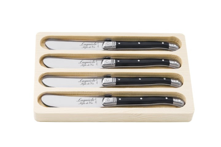 Laguiole Premium Collection Butter Knives Set of 4 -Black