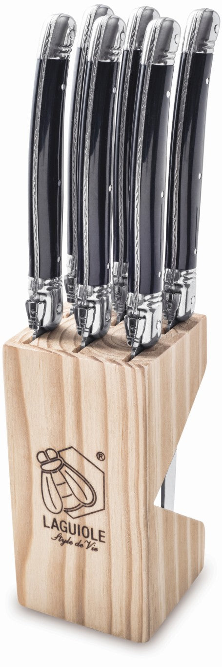 Laguiole Premium Collection Steak Knives Set of 6 - Black