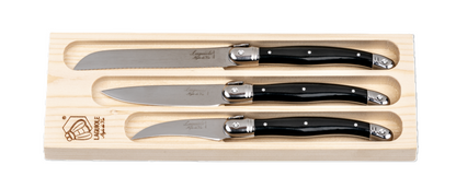Laguiole Premium Collection Kitchen Knives Set of 3 - Black
