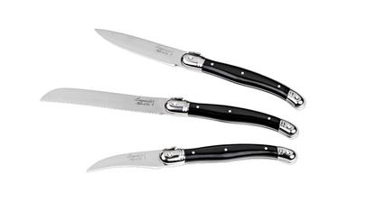 Laguiole Premium Collection Kitchen Knives Set of 3 - Black