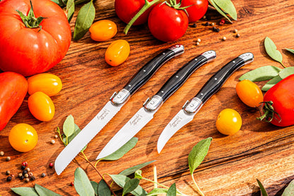 Laguiole Premium Collection Kitchen Knives Set of 3 - Black