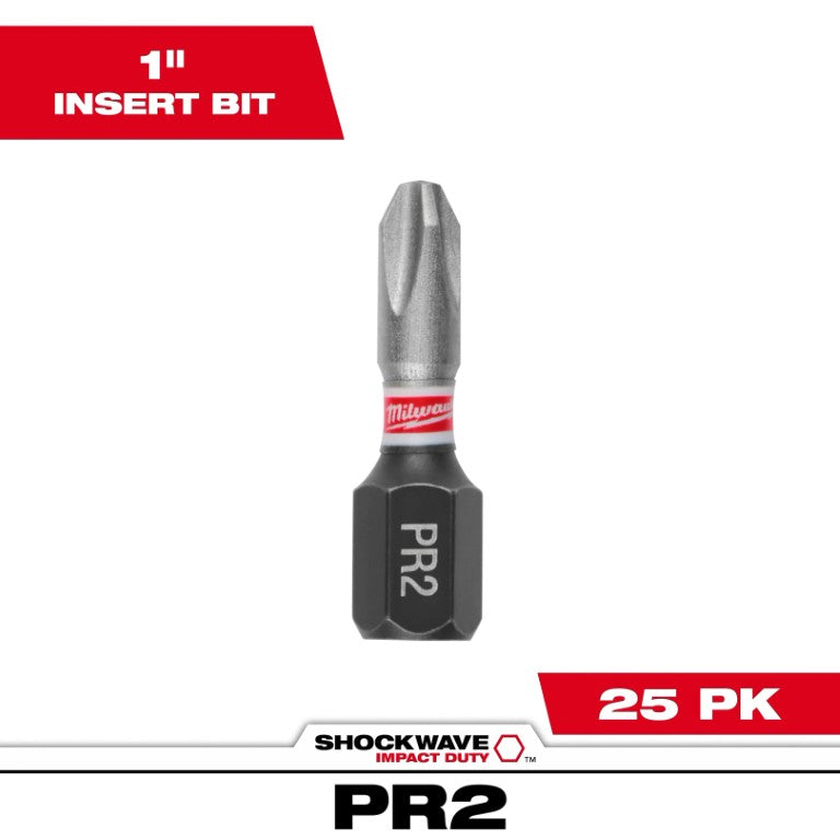 SHOCKWAVE 1" Impact Phillips Reduced #2 Insert Bits (Contractor Pack)