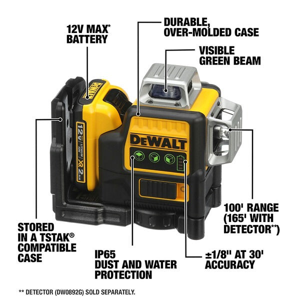 Dewalt 12V Max Line Laser 3 X 360 - Green