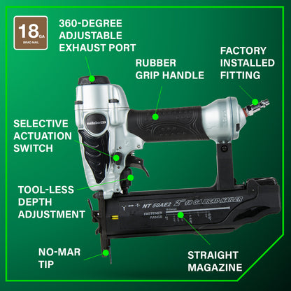 Metabo 5/8" to 2" HPT 18 Gauge Pneumatic -  Brad Nailer