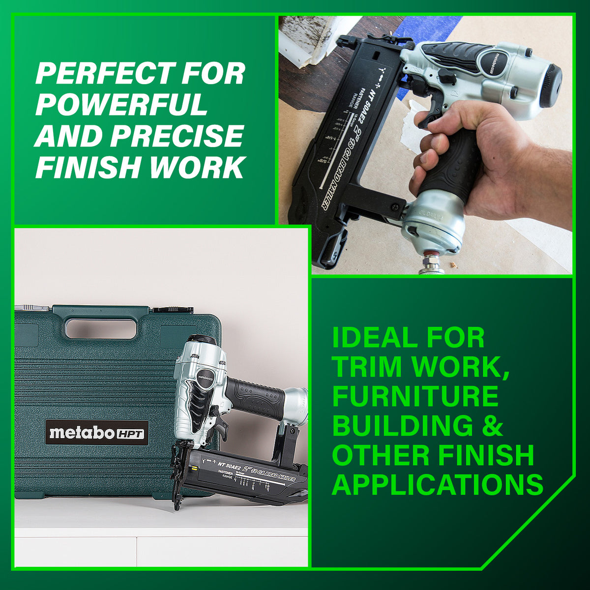 Metabo 5/8" to 2" HPT 18 Gauge Pneumatic -  Brad Nailer