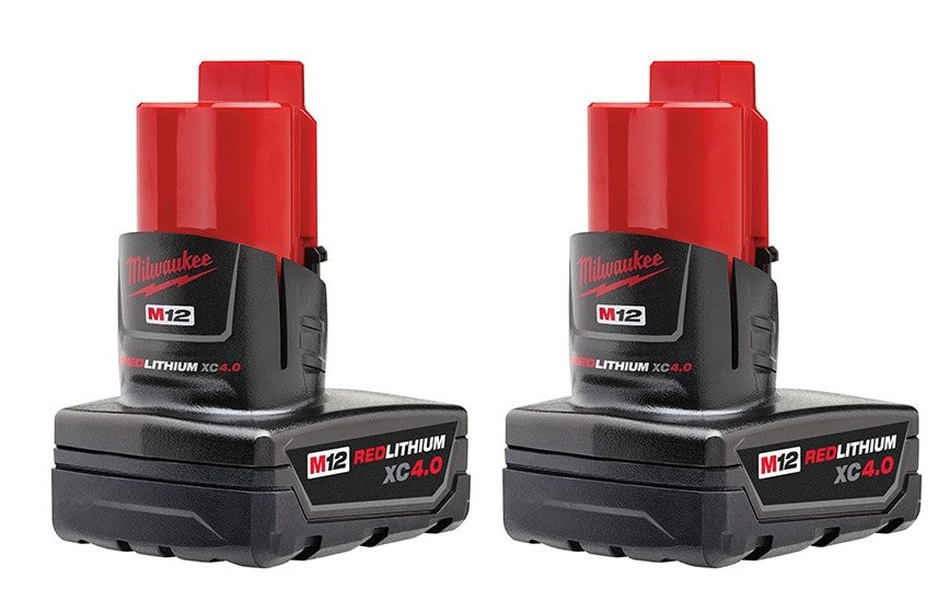 Milwaukee M12 12 Volt Lithium Ion XC Extended Capacity 4.0 Ah Battery - 2Pack