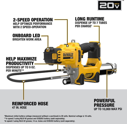 Dewalt Grease Gun 20V MAX Cordless 2 Speed Electric Grease Gun - Tool Only