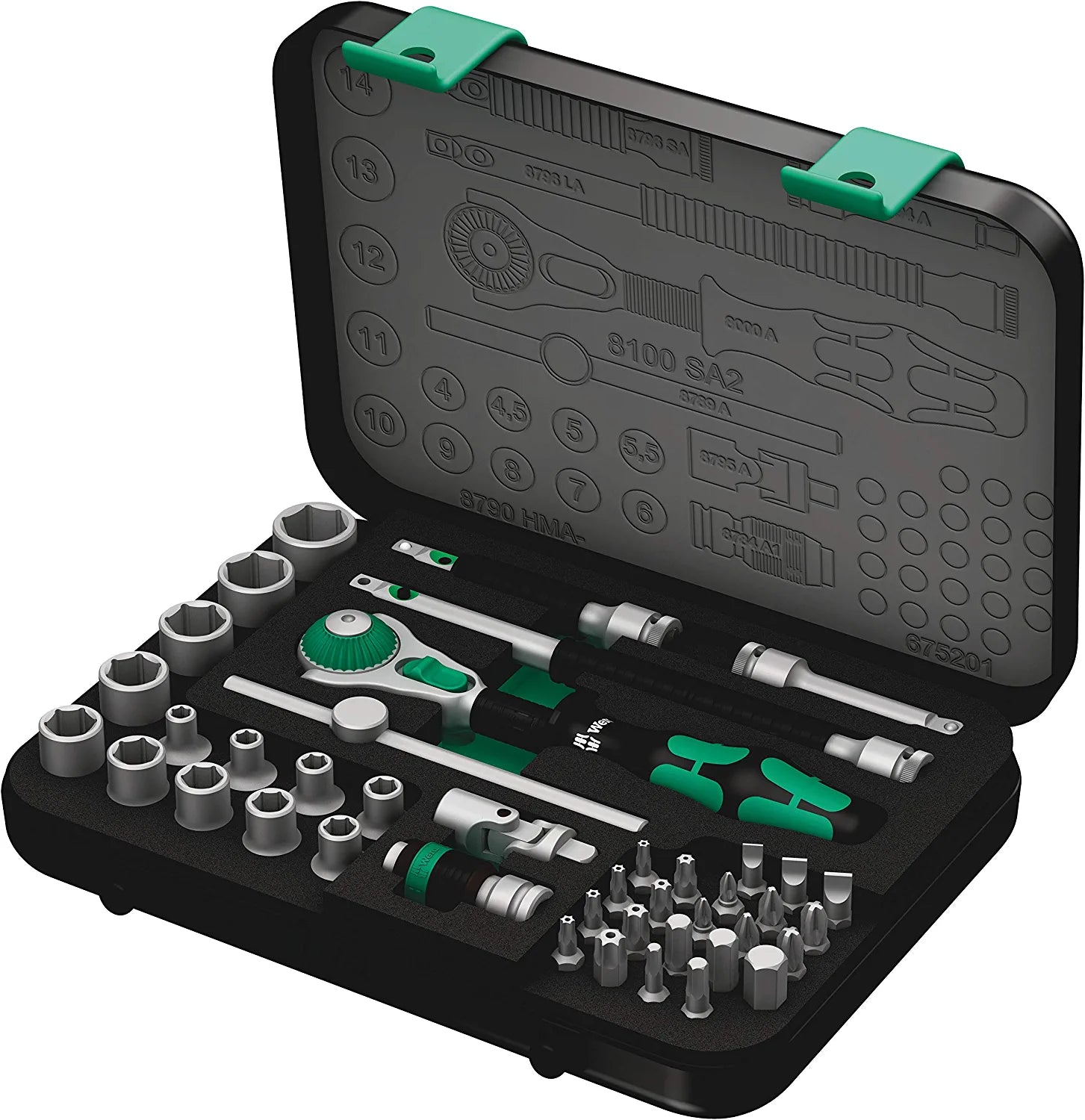 Wera 8100 SB 2 Zyklop Jeu de 43 clés à cliquet métriques 3/8