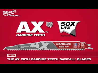 6" 5 TPI AX avec dents en carbure Lame SAWZALL pour bois avec clous